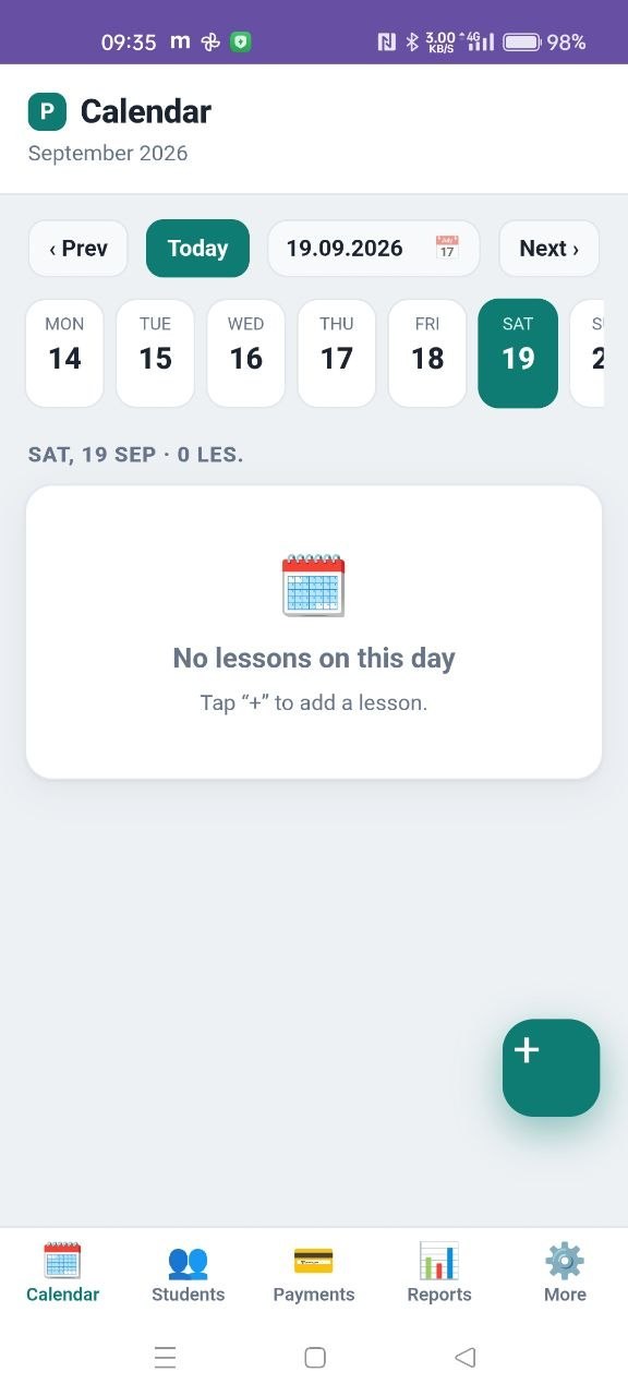 Calendar screen