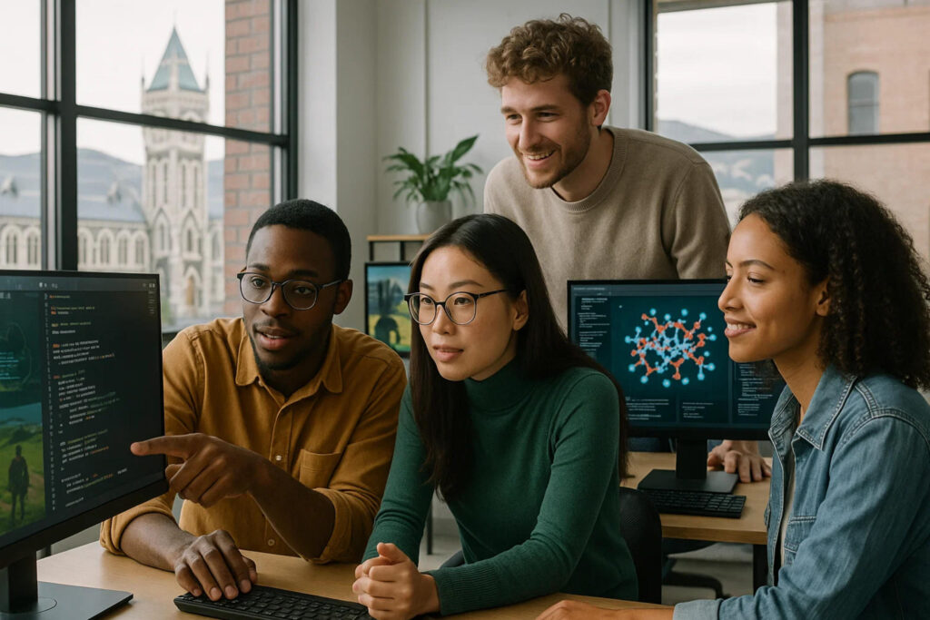 Dunedin Technology Sector - SEO for Software and Innovation Companies Dunedin tech startup team working in modern office representing the innovation sector served by specialized SEO services