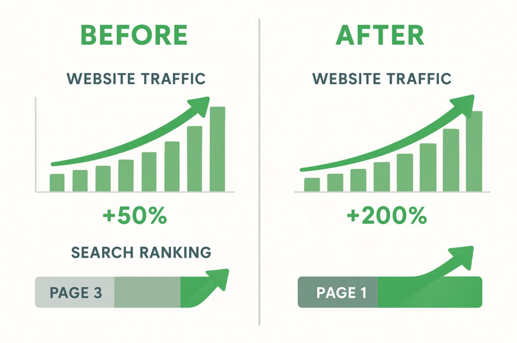 SEO Campaign Results Showing Ranking and Traffic Growth