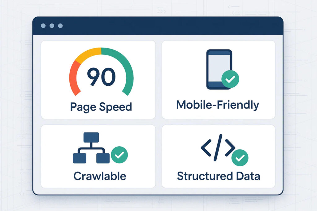 Technical SEO Performance Dashboard for Dunedin Website Optimization Website technical SEO metrics dashboard showing page speed, mobile optimization, and crawlability improvements