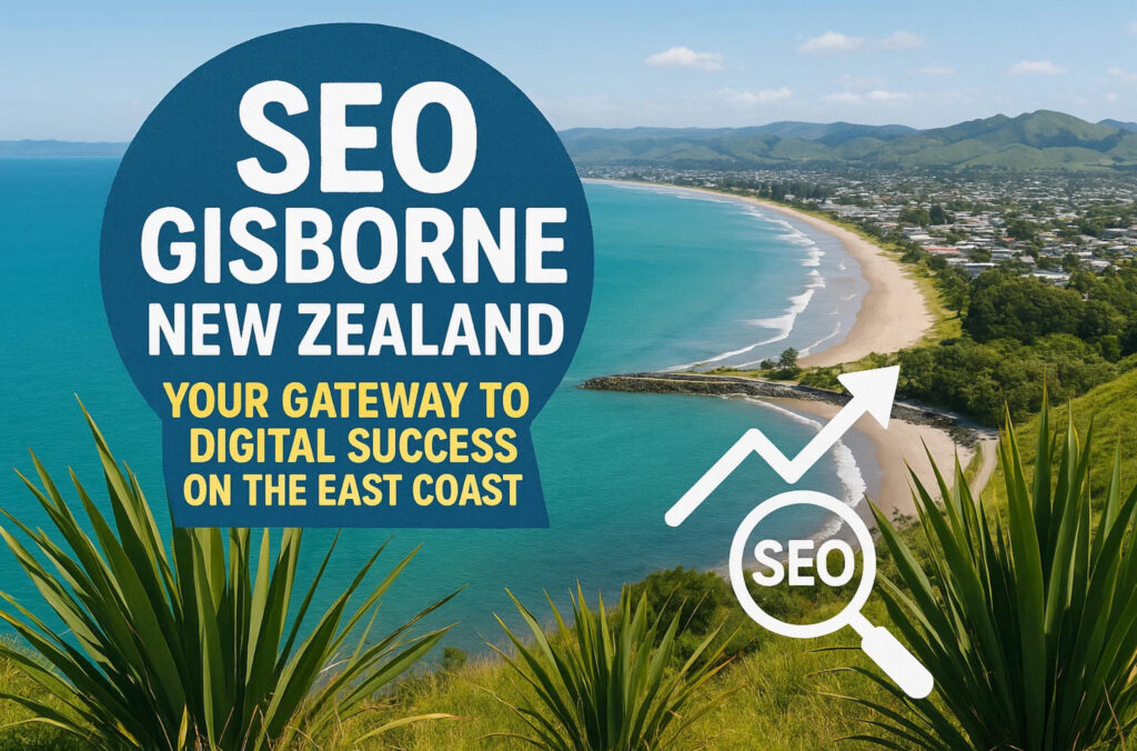 SEO for Gisborne Business District - First City to See the Sunrise | SEO Services Panoramic view of Gisborne city and Poverty Bay business district at sunrise from Kaiti Hill, showing commercial areas where local businesses benefit from SEO Gisborne services