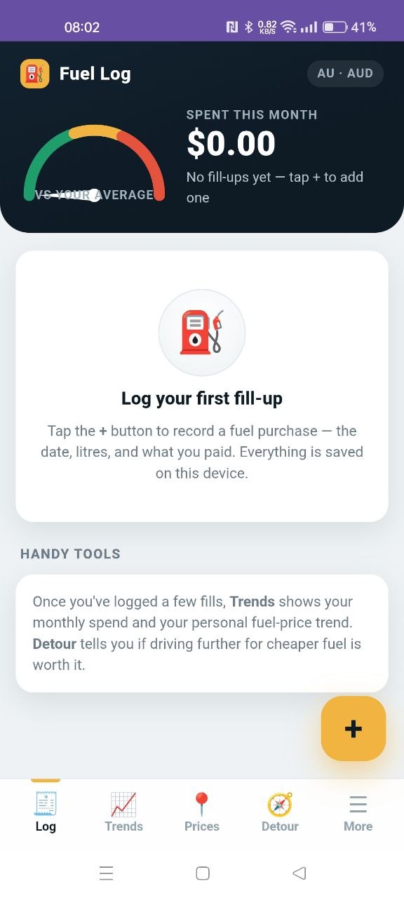 Fuel Log — monthly fuel spend and price trends