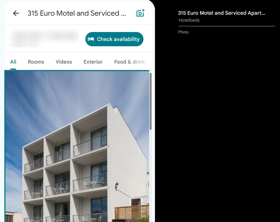 315 Euro Motel Dunedin Google profile with a lead photo supplied by a wholesale booking site