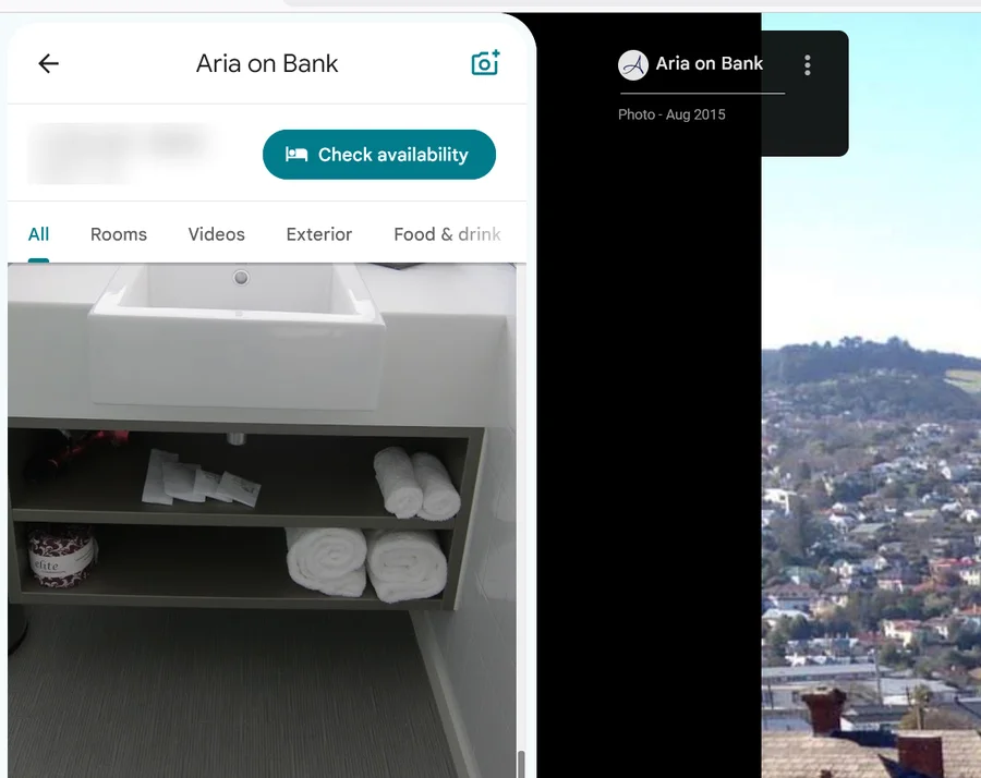 Aria on Bank Dunedin Google profile with an elevated photo of the motel from 2015
