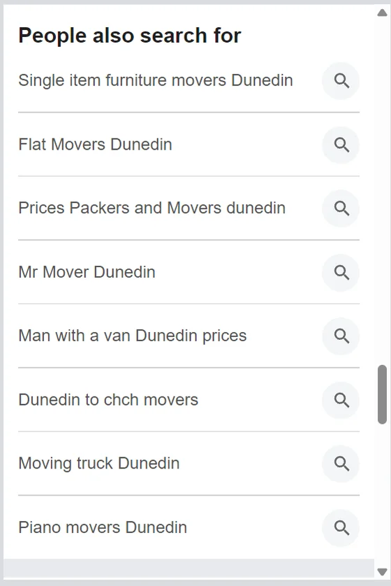 Google People also search for suggestions for movers in Dunedin including single item, man with a van and piano movers