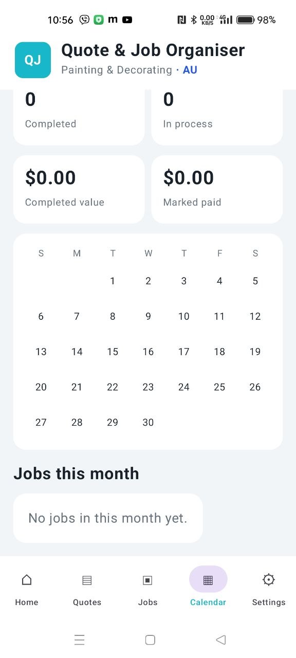 Monthly job calendar and report