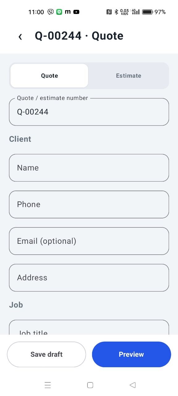 New quote editor with editable quote number