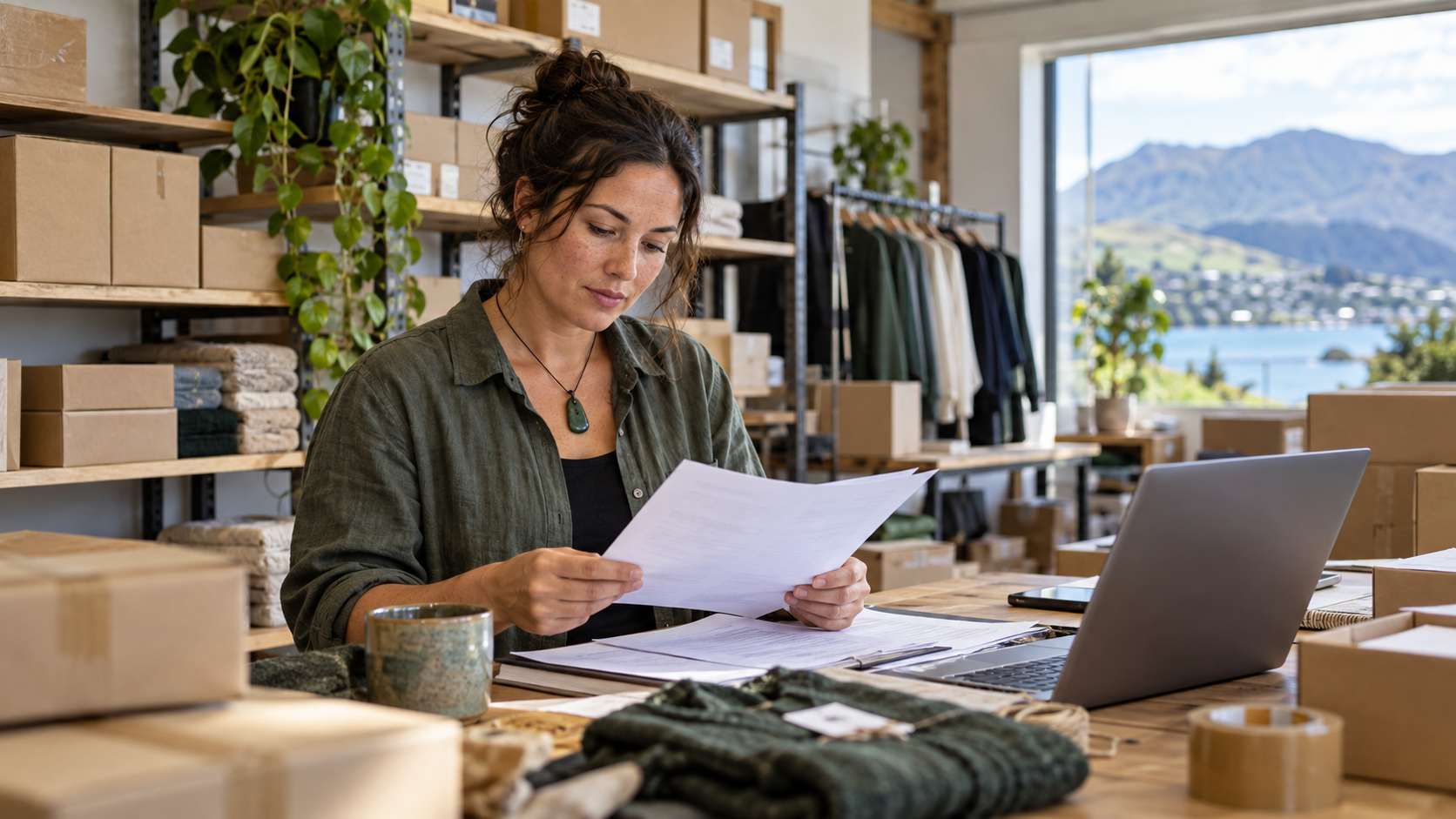 NZ small business owner reviewing orders and the cost of a custom business app