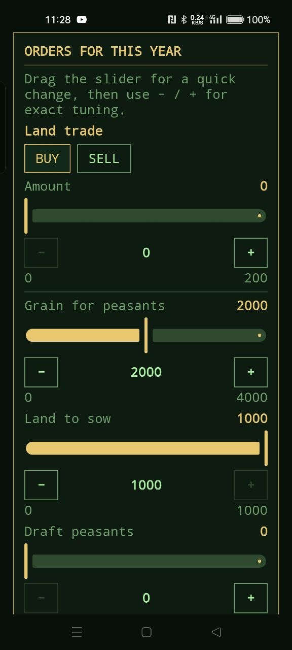 Kingdom yearly orders screen